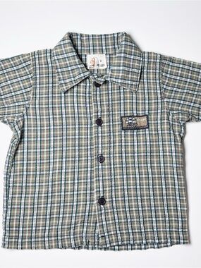 Rare True Textured Vintage Plaid Short Sleeve Button Down Shirt 2T Granby Canada